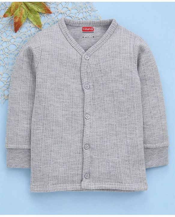 Babyhug Full Sleeves Thermal Vest - Light Grey