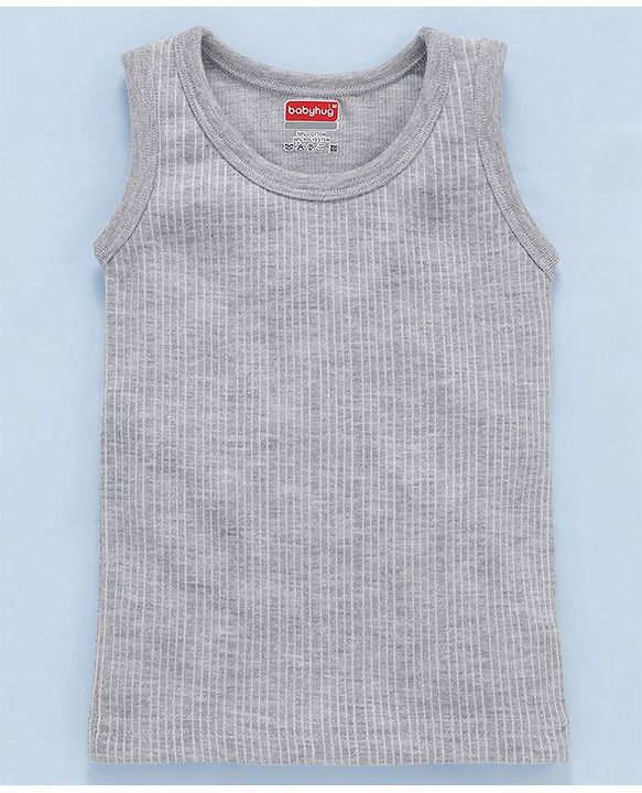 Babyhug Sleeveless Thermal Vest - Light Grey
