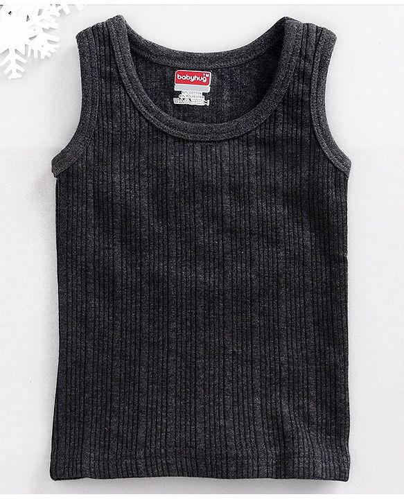 Babyhug Sleeveless Solid Thermal Vest - Dark Grey