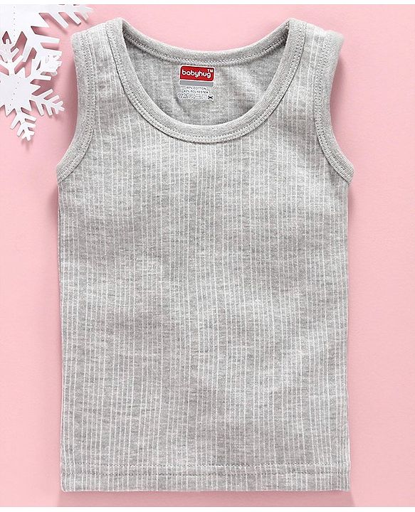Babyhug Sleeveless Solid Thermal Vest - Grey