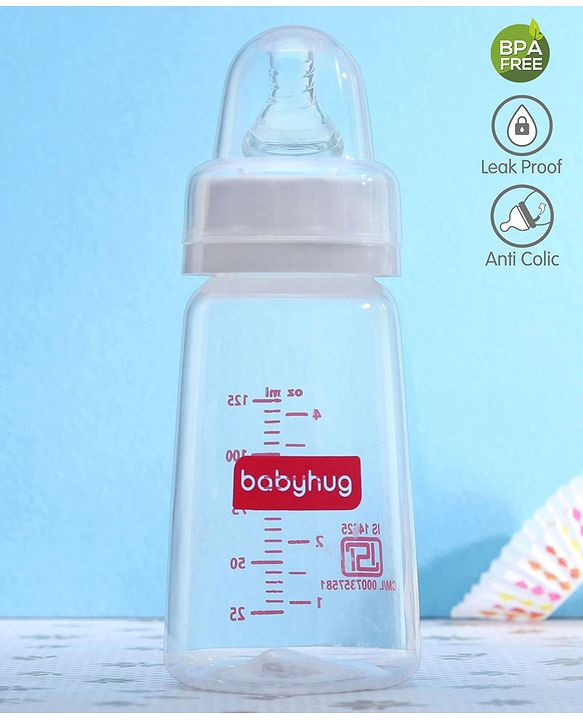 Babyhug Mountain Shape Feeding Bottle White 125 ml - ( Nipple Design May Vary)