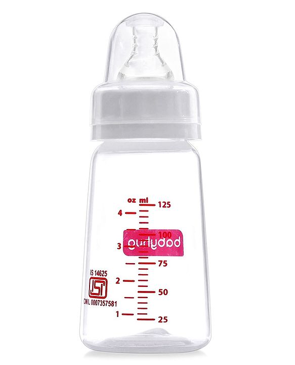 Babyhug Mountain Shape Feeding Bottle White 125 ml - ( Nipple Design May Vary)