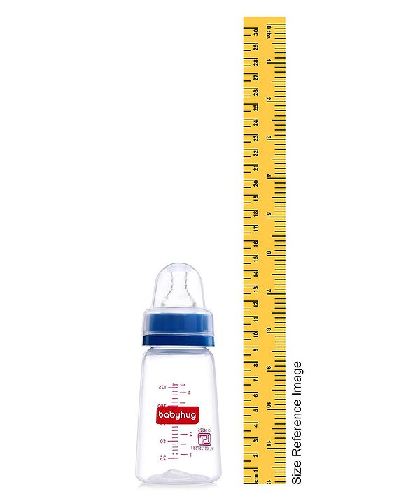 Babyhug Mountain Shape Feeding Bottle Blue - 125 ml| Unique Design| Leak-Proof| Anti-colic Silicone Nipple| Microwave and Sterilizer Safe| BPA Free| Measuring Scale| Hygiene Cap| Slow Flow