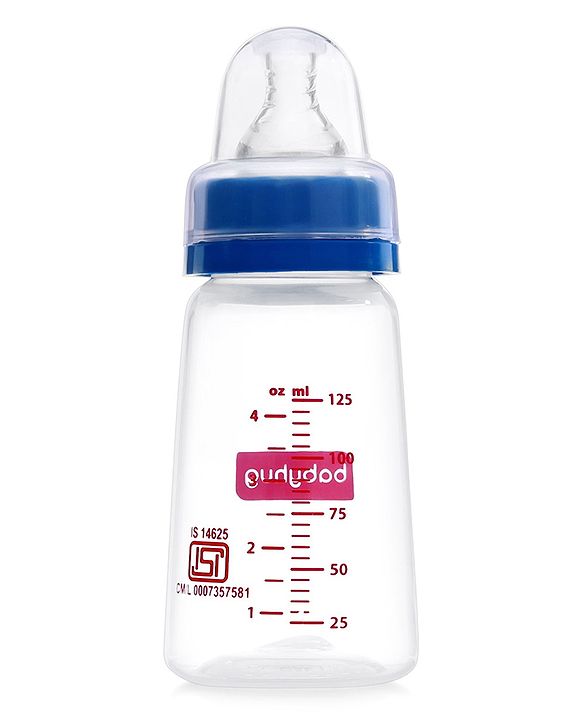 Babyhug Mountain Shape Feeding Bottle Blue - 125 ml| Unique Design| Leak-Proof| Anti-colic Silicone Nipple| Microwave and Sterilizer Safe| BPA Free| Measuring Scale| Hygiene Cap| Slow Flow