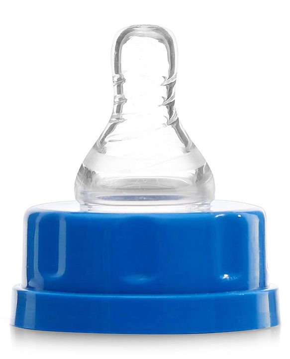 Babyhug Mountain Shape Feeding Bottle Blue - 125 ml| Unique Design| Leak-Proof| Anti-colic Silicone Nipple| Microwave and Sterilizer Safe| BPA Free| Measuring Scale| Hygiene Cap| Slow Flow