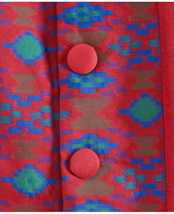 Babyhug Full Sleeves Embroidered Sherwani Set - Red Blue