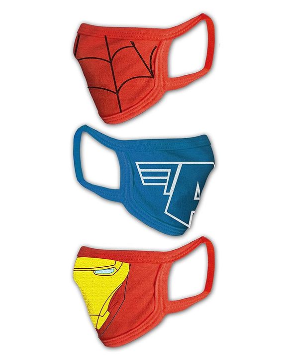 Babyhug 2 to 4 Years Washable & Reusable Knit Face Mask Superheroes - Pack of 3