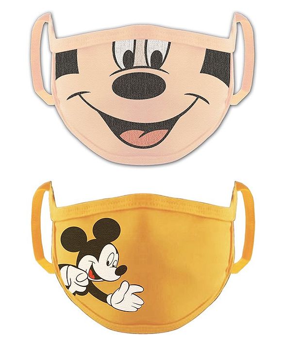 Babyhug 2 to 4 Years Washable & Reusable Knit Face Mask Mickey Mouse - Pack of 2