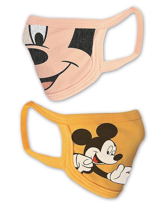 Babyhug 2 to 4 Years Washable & Reusable Knit Face Mask Mickey Mouse - Pack of 2