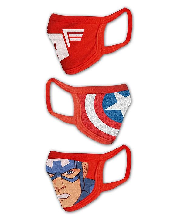 Babyhug 2 to 4 Years Washable & Reusable Knit Face Mask Captain America- Pack of 3