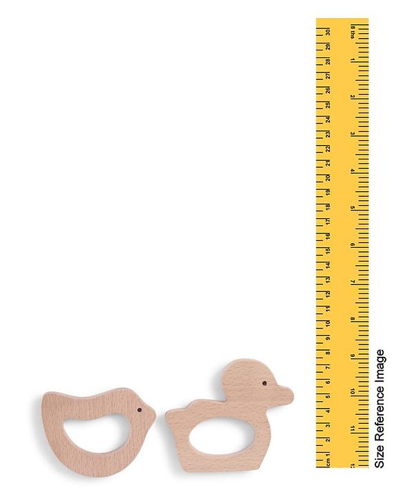 Babyhug Natural Steam Beech Wood Teether Pack of 2 (design may vary)