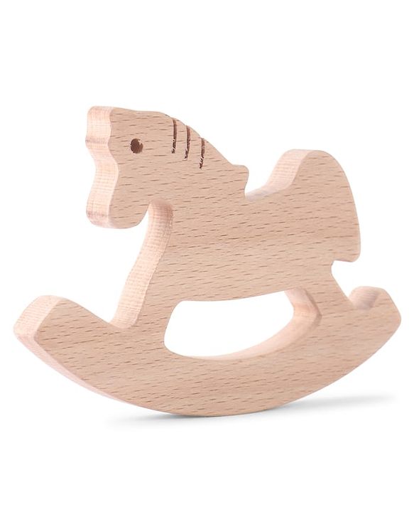 Babyhug Natural Steam Beech Wood Teether Pack of 2 (design may vary)