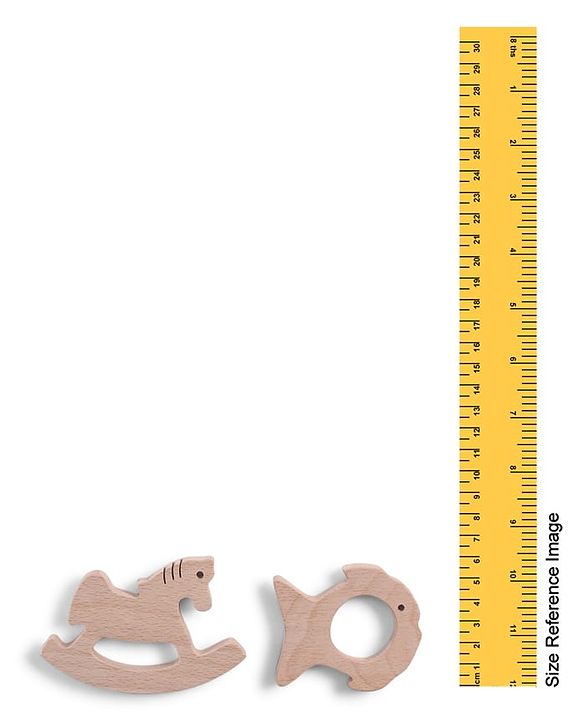 Babyhug Natural Steam Beech Wood Teether Pack of 2 (design may vary)