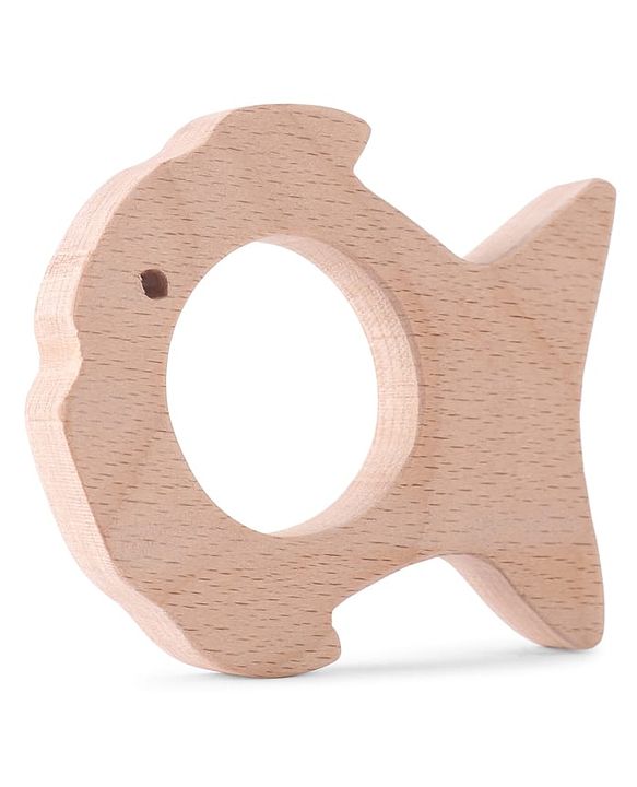 Babyhug Natural Steam Beech Wood Teether Pack of 2 (design may vary)