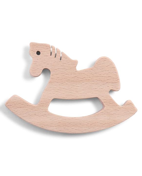 Babyhug Natural Steam Beech Wood Teether Pack of 2 (design may vary)