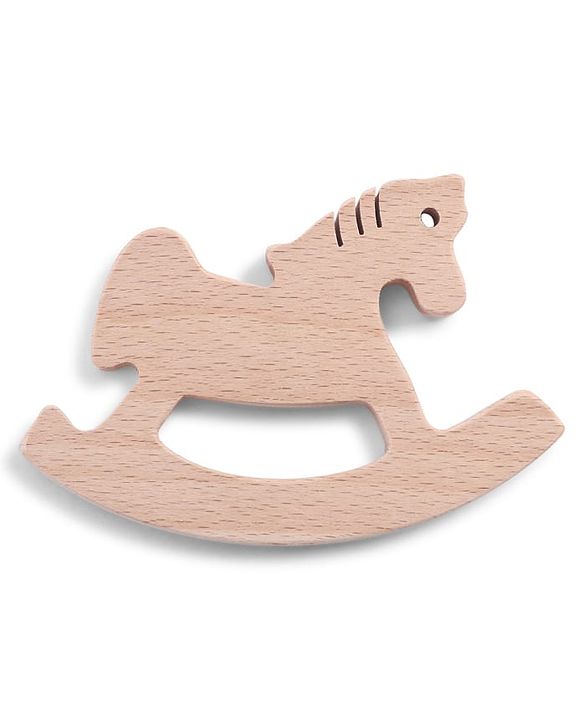 Babyhug Natural Steam Beech Wood Teether Pack of 2 (design may vary)