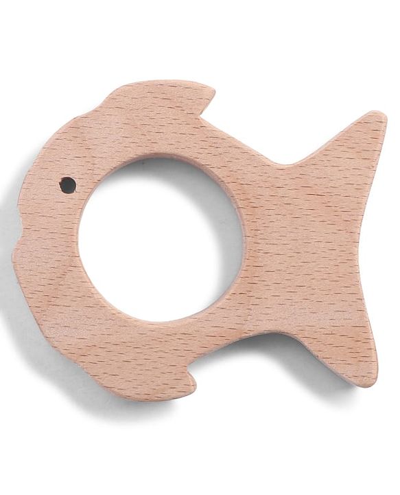Babyhug Natural Steam Beech Wood Teether Pack of 2 (design may vary)