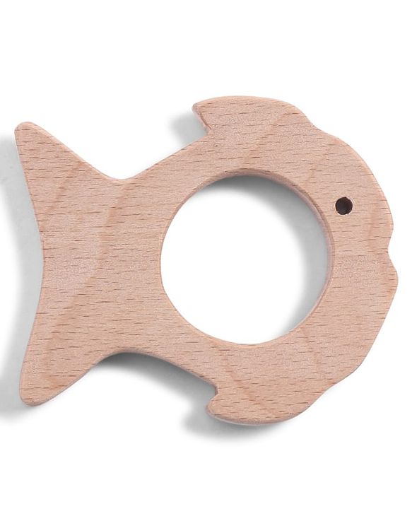 Babyhug Natural Steam Beech Wood Teether Pack of 2 (design may vary)