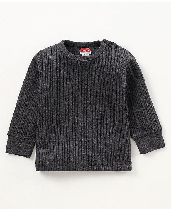 Babyhug Full Sleeves Thermal Vest - Dark Grey