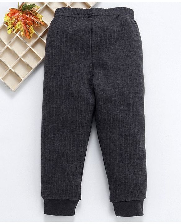 Babyhug Full Length Solid Thermal Bottoms - Dark Grey