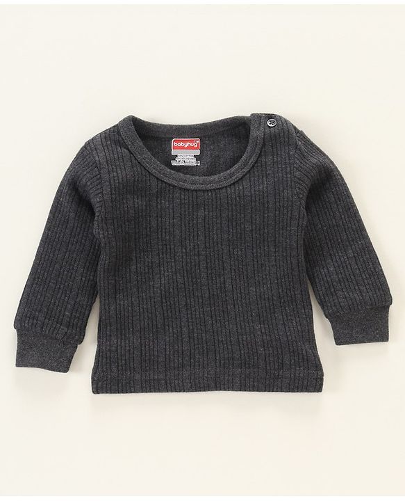 Babyhug Full Sleeves Thermal Vest - Dark Grey