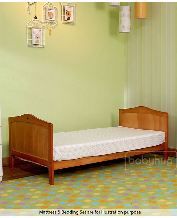 Babyhug Merlino 2 in 1 Wooden Junior Bed Cum Cot with Height Adjustable & Plug and Play Assembly - Antique