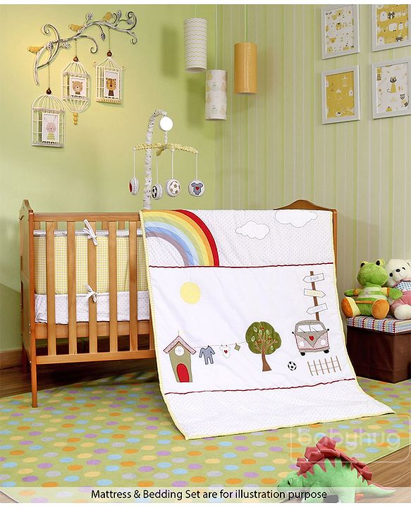 Babyhug Merlino 2 in 1 Wooden Junior Bed Cum Cot with Height Adjustable & Plug and Play Assembly - Antique