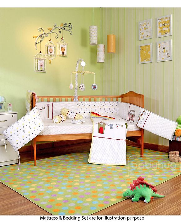 Babyhug Merlino 2 in 1 Wooden Junior Bed Cum Cot with Height Adjustable & Plug and Play Assembly - Antique