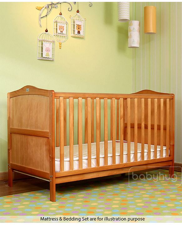 Babyhug Merlino 2 in 1 Wooden Junior Bed Cum Cot with Height Adjustable & Plug and Play Assembly - Antique