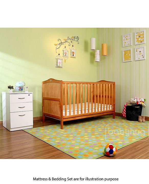Babyhug Merlino 2 in 1 Wooden Junior Bed Cum Cot with Height Adjustable & Plug and Play Assembly - Antique