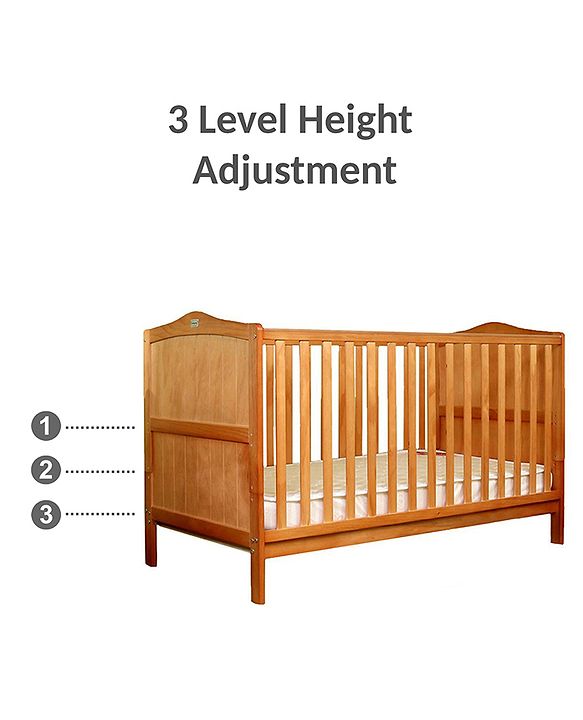 Babyhug Merlino 2 in 1 Wooden Junior Bed Cum Cot with Height Adjustable & Plug and Play Assembly - Antique