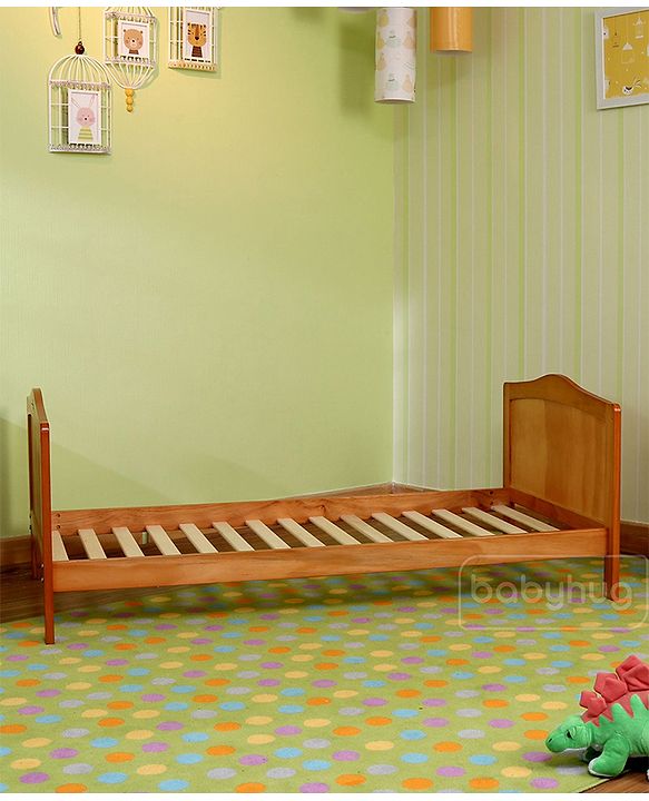 Babyhug Merlino 2 in 1 Wooden Junior Bed Cum Cot with Height Adjustable & Plug and Play Assembly - Antique