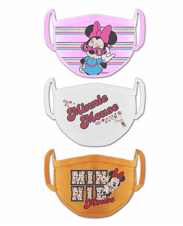 Babyhug 4 to 6 Years Washable & Reusable Knit Face Mask Minnie Mouse - Pack of 3