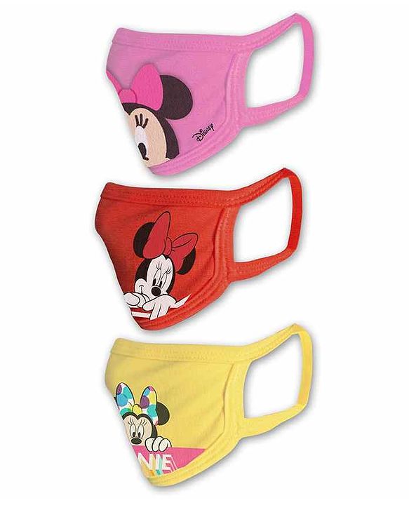 Babyhug 4 to 8 Years Washable & Reusable Knit Face Mask Minnie Mouse - Pack of 3