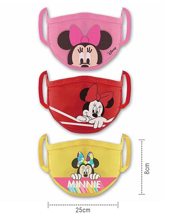 Babyhug 4 to 8 Years Washable & Reusable Knit Face Mask Minnie Mouse - Pack of 3