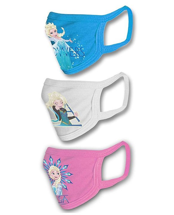 Babyhug 2 to 4 Years Months Washable & Reusable Knit Face Mask Elsa - Pack of 3