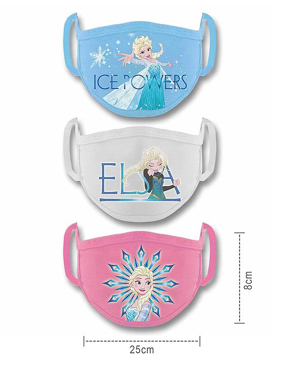 Babyhug 2 to 4 Years Months Washable & Reusable Knit Face Mask Elsa - Pack of 3
