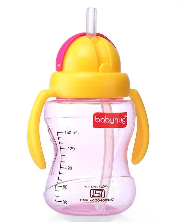 Babyhug Straw Sipper Bottle with Twin Handles  Green, 180 ml | BPA Free | Spill-Resistant |Easy Grip |Flip Up Straw | Travel Friendly | Ideal for Newborns & Toddlers |