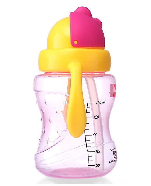 Babyhug Straw Sipper Bottle with Twin Handles  Green, 180 ml | BPA Free | Spill-Resistant |Easy Grip |Flip Up Straw | Travel Friendly | Ideal for Newborns & Toddlers |
