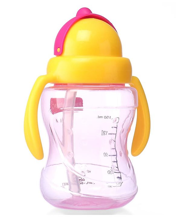 Babyhug Straw Sipper Bottle with Twin Handles  Green, 180 ml | BPA Free | Spill-Resistant |Easy Grip |Flip Up Straw | Travel Friendly | Ideal for Newborns & Toddlers |