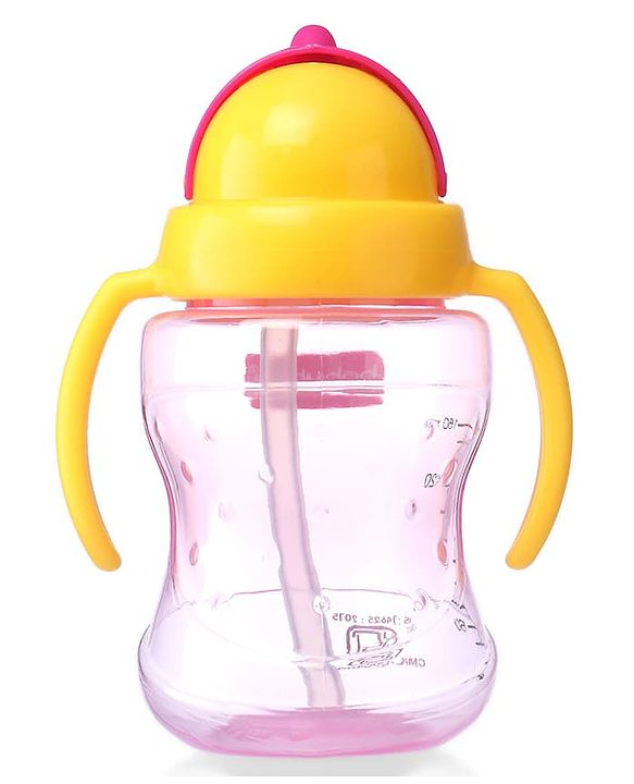 Babyhug Straw Sipper Bottle with Twin Handles  Green, 180 ml | BPA Free | Spill-Resistant |Easy Grip |Flip Up Straw | Travel Friendly | Ideal for Newborns & Toddlers |