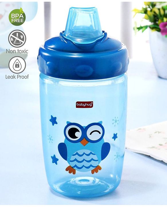 Babyhug Owl Print Soft Silicone Spout Sipper Blue - 360 ml