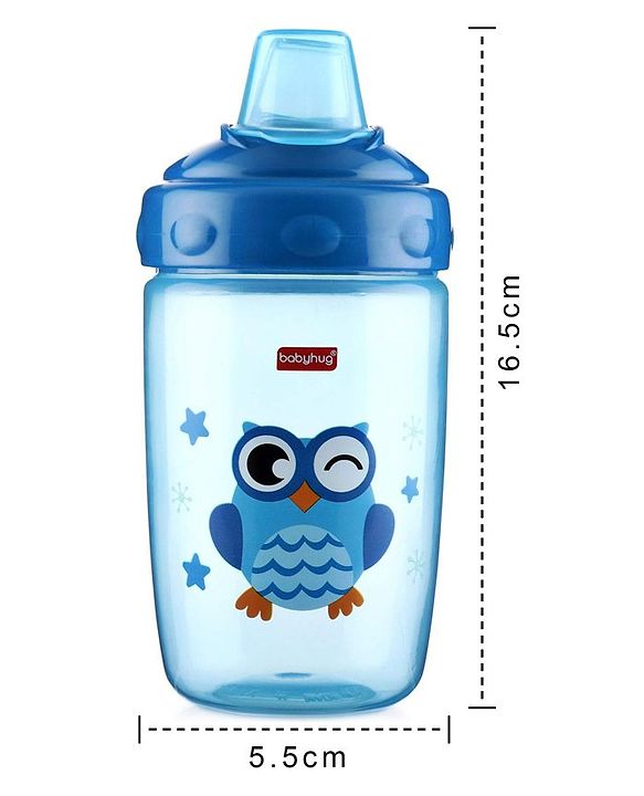Babyhug Owl Print Soft Silicone Spout Sipper Blue - 360 ml