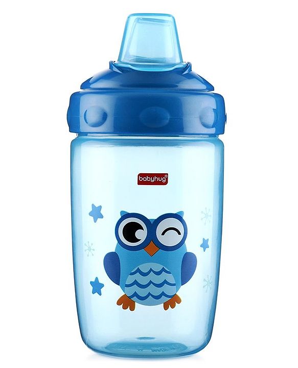 Babyhug Owl Print Soft Silicone Spout Sipper Blue - 360 ml