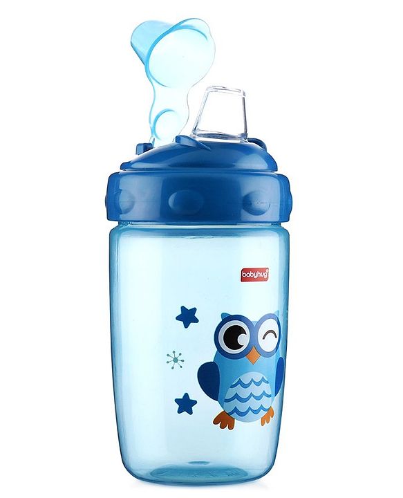 Babyhug Owl Print Soft Silicone Spout Sipper Blue - 360 ml