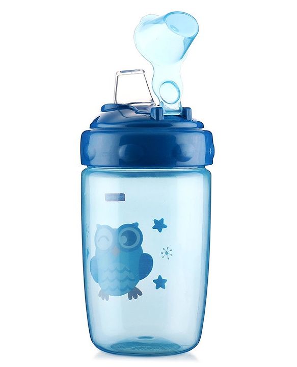 Babyhug Owl Print Soft Silicone Spout Sipper Blue - 360 ml