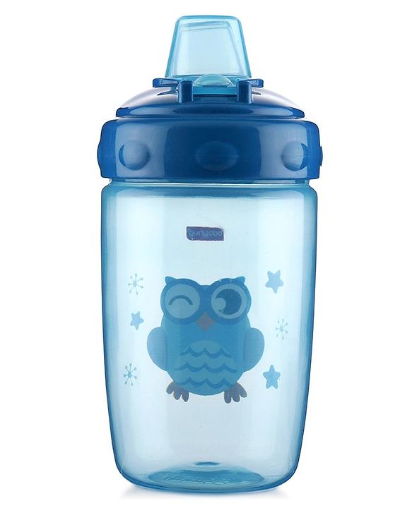 Babyhug Owl Print Soft Silicone Spout Sipper Blue - 360 ml