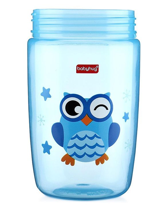 Babyhug Owl Print Soft Silicone Spout Sipper Blue - 360 ml