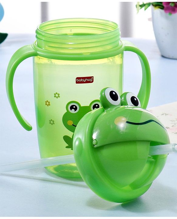 Babyhug Owl Print Straw Sipper Bottle  360 ml, Blue | BPA Free | Spill-Resistant |Flip Lid | Dishwasher Safe | Travel Friendly | Ideal for Newborns & Toddlers