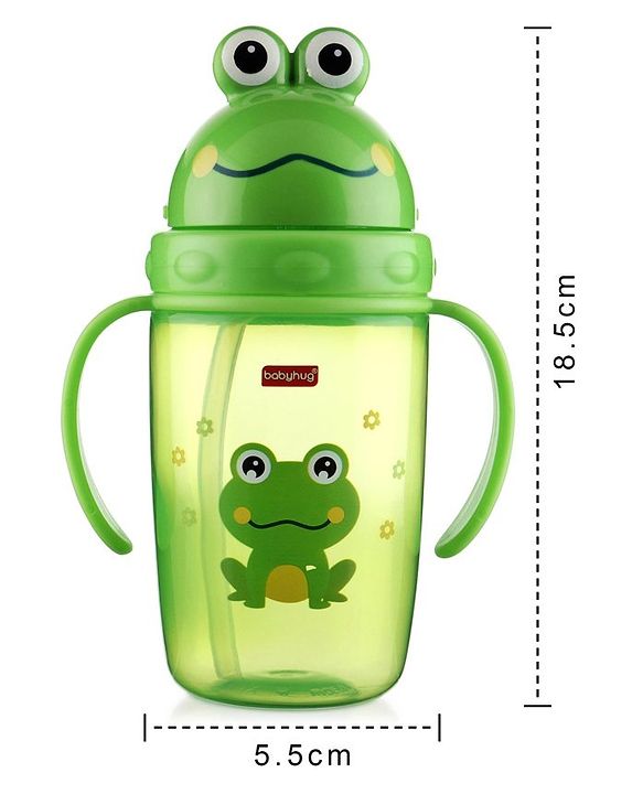 Babyhug Owl Print Straw Sipper Bottle  360 ml, Blue | BPA Free | Spill-Resistant |Flip Lid | Dishwasher Safe | Travel Friendly | Ideal for Newborns & Toddlers